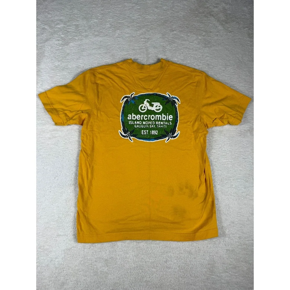 Abercrombie Graphic‎ Tee Kids Small Yellow Good Island Moped Rentals Vintage Y2K
